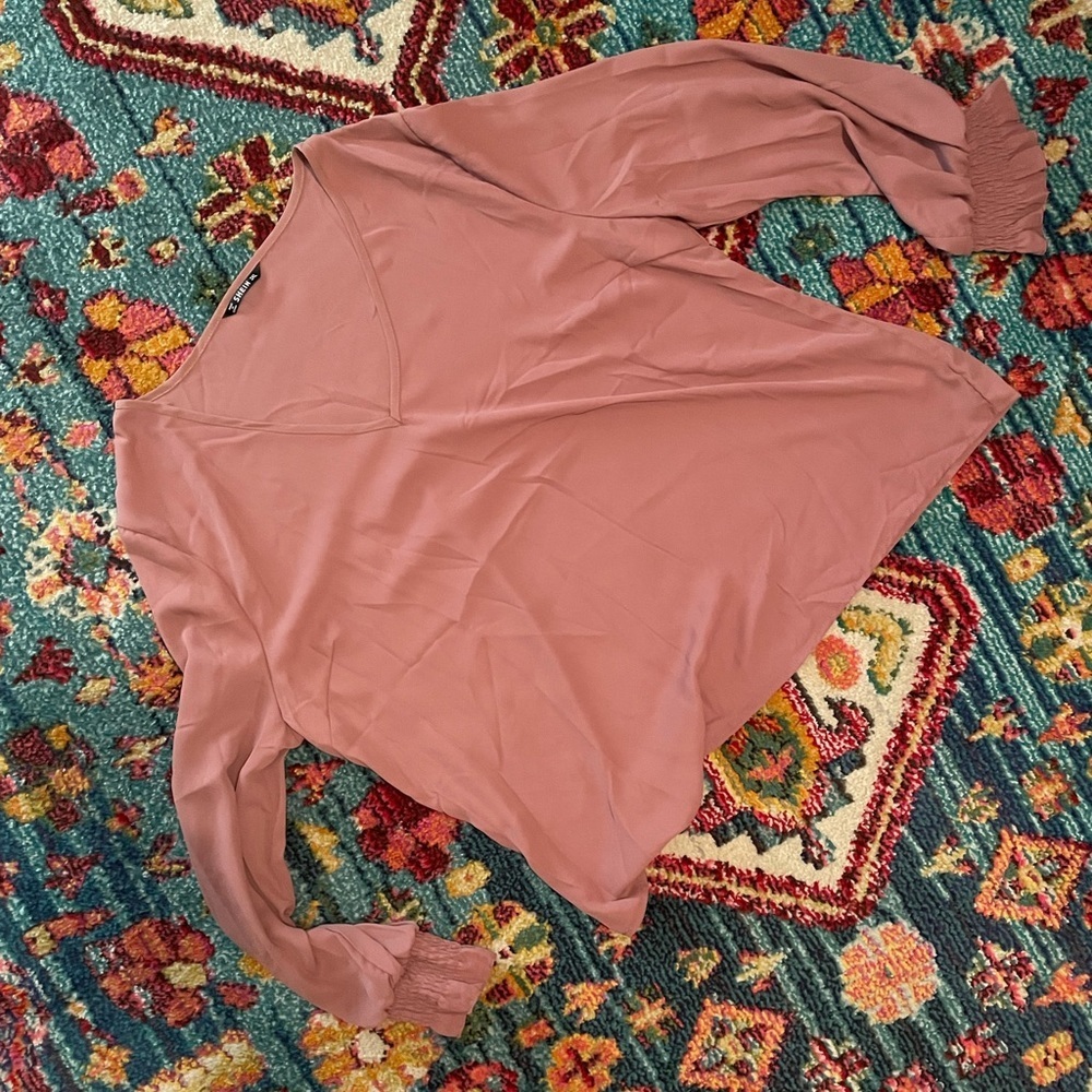 SHEIN Pink Long Sleeve Blouse